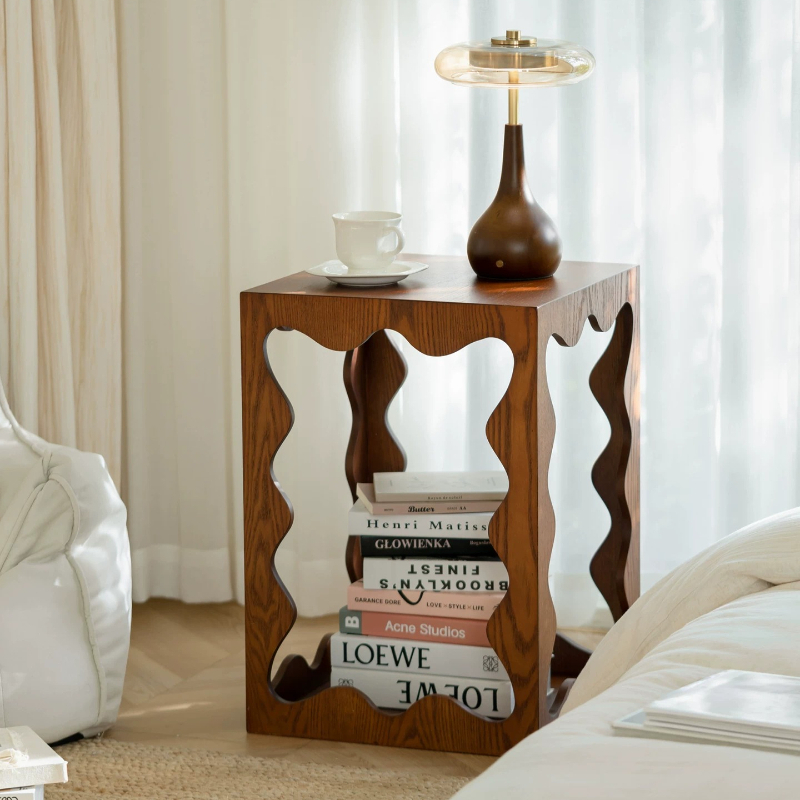 Unique Table Accessories - Mesa Lateral Baixa de Madeira Única